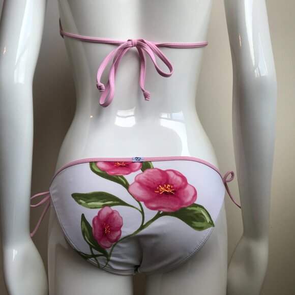 Billabong white & rose floral pink trim bikini set - Picture 7 of 8